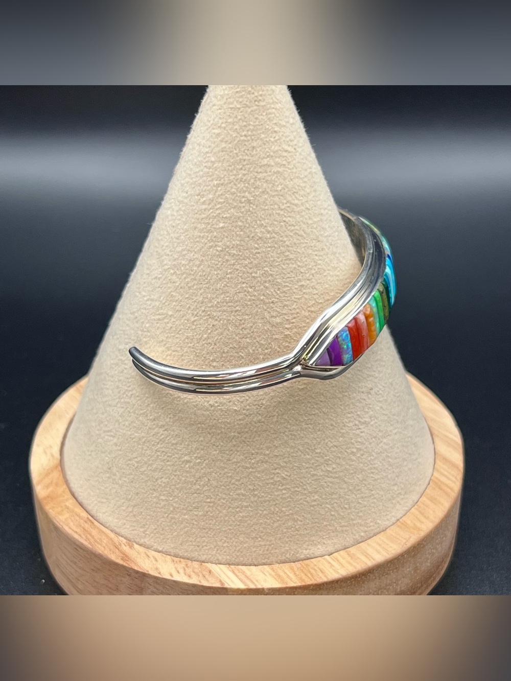 Sterling Silver Opal Inlay Cuff - Picture 4 of 13